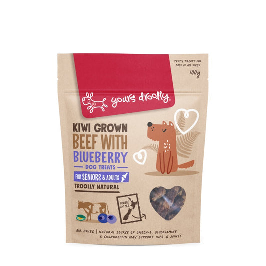 Yours Droolly Kiwi Grown Senior Beef with Blueberry Treats 100g                             