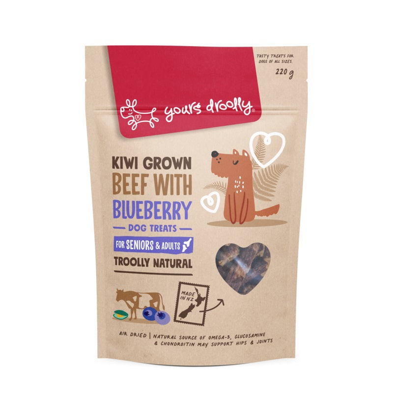 Yours Droolly Kiwi Grown Senior Beef with Blueberry Treats 220g                             