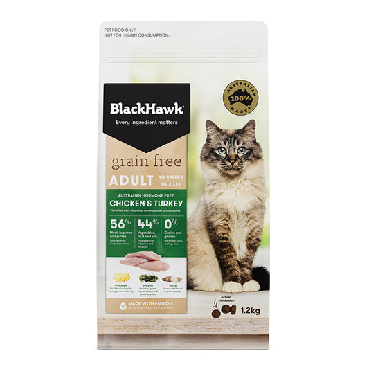 Black Hawk Grain Free Adult Cat - Chicken & Turkey (Dry Food)