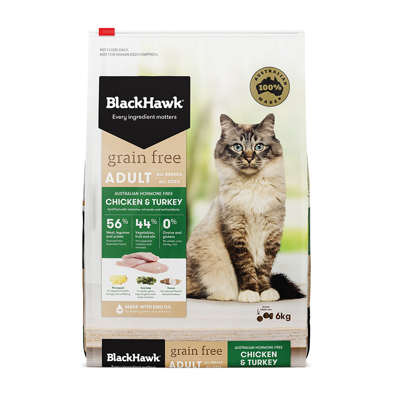 Black Hawk Grain Free Adult Cat - Chicken & Turkey (Dry Food)