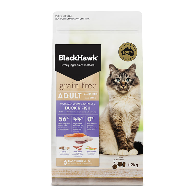 Black Hawk Grain Free Adult Cat - Duck & Fish (Dry Food)
