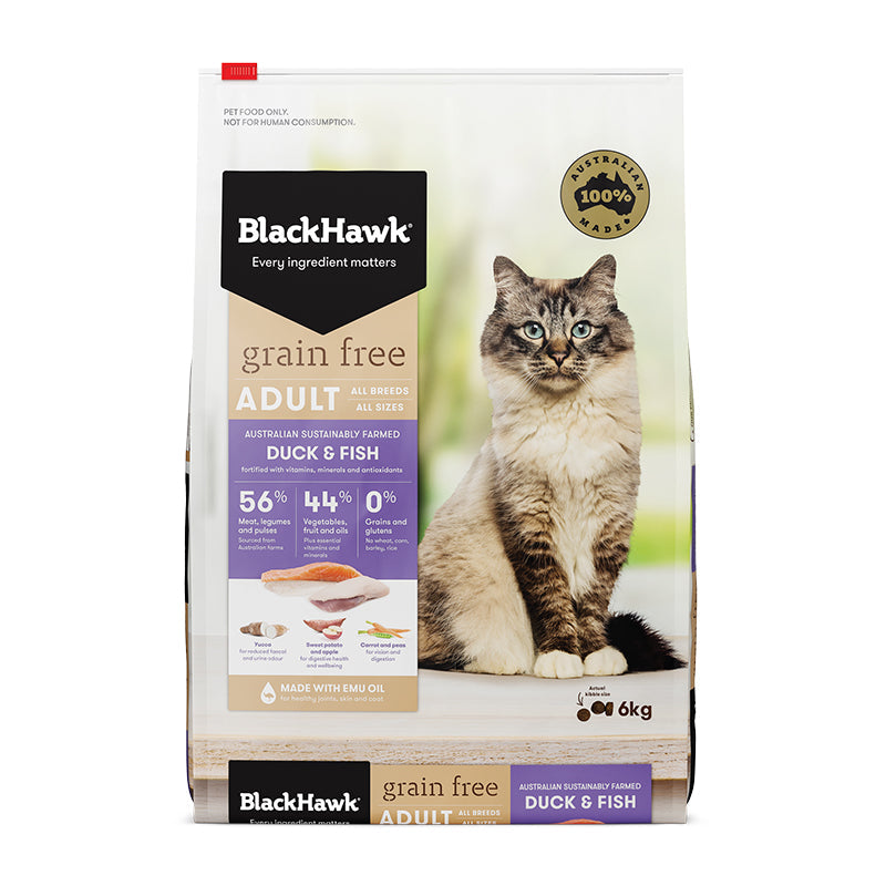 Black Hawk Grain Free Adult Cat - Duck & Fish (Dry Food)