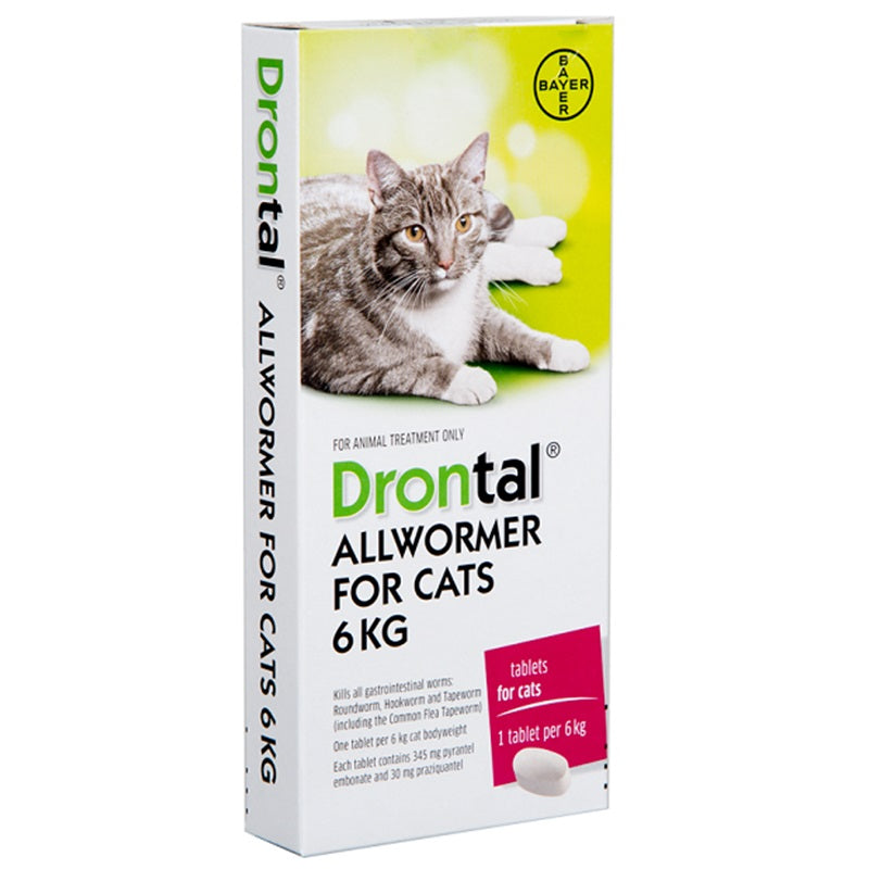 Drontal Allwormer for Cats (6kg per tablet) - Sold Individually