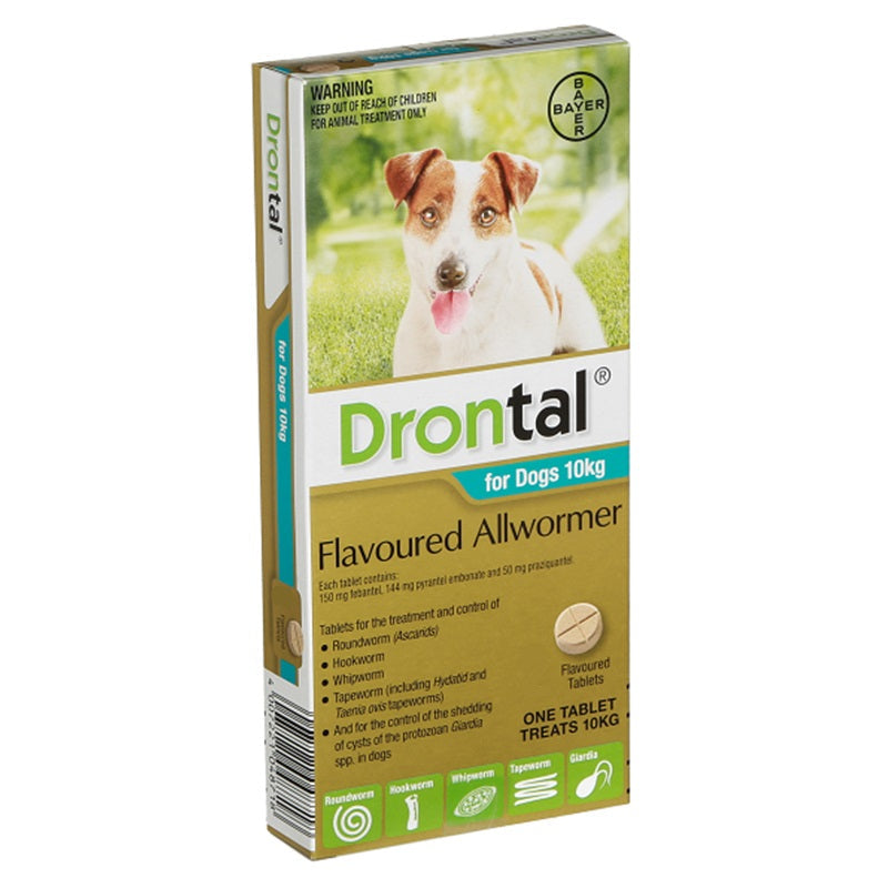 Drontal Allwormer for Dogs (Up to 10kg per tablet) - Sold Individually